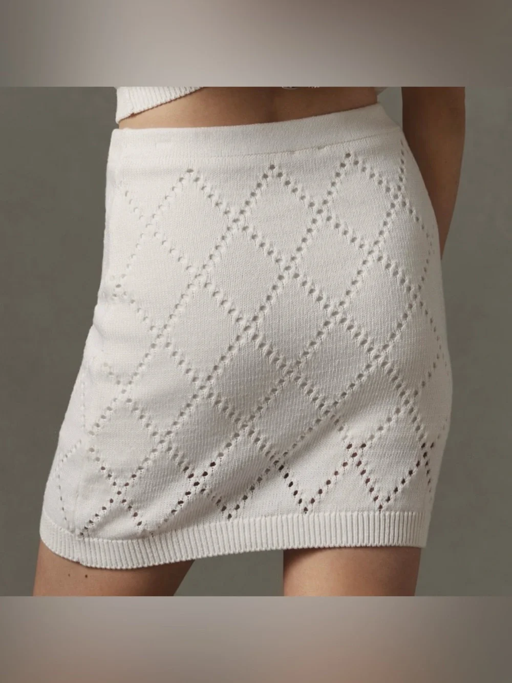 NWT Women’s Anthropologie Maeve 3D Floral Knit Mini Skirt Boho Classic Ivory L.‎